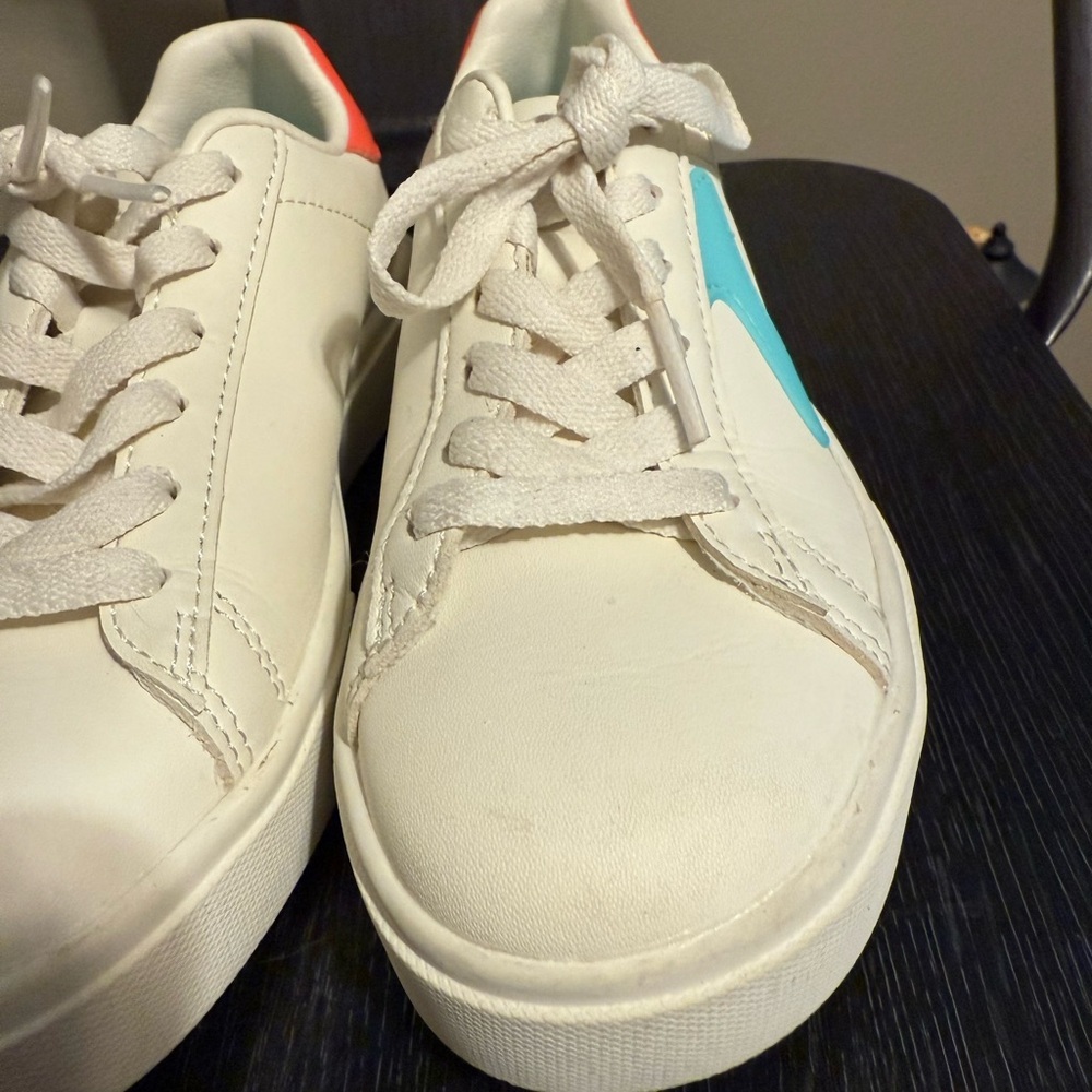 Skechers Kids Sneakers in White, Aqua, and Coral - Picture 3 of 13